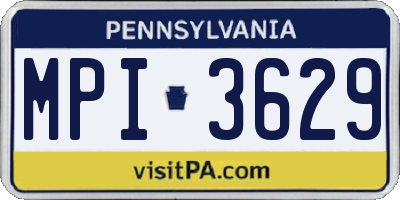 PA license plate MPI3629