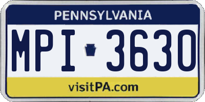 PA license plate MPI3630