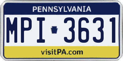PA license plate MPI3631