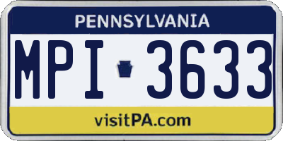 PA license plate MPI3633