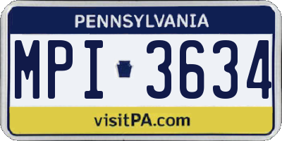 PA license plate MPI3634