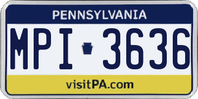 PA license plate MPI3636