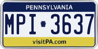 PA license plate MPI3637