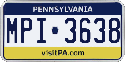 PA license plate MPI3638