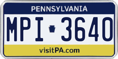 PA license plate MPI3640