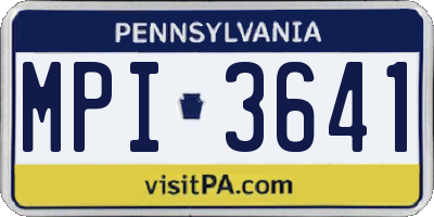 PA license plate MPI3641