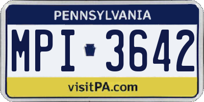 PA license plate MPI3642