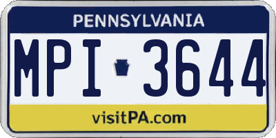 PA license plate MPI3644