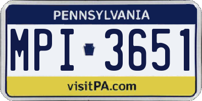 PA license plate MPI3651