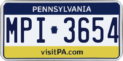 PA license plate MPI3654