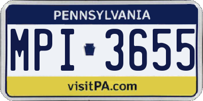 PA license plate MPI3655