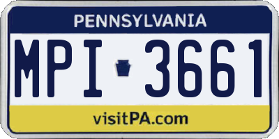 PA license plate MPI3661