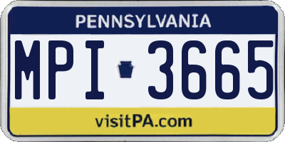 PA license plate MPI3665
