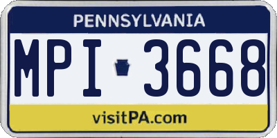 PA license plate MPI3668