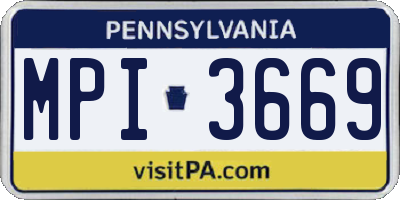 PA license plate MPI3669