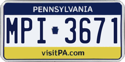 PA license plate MPI3671