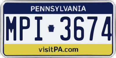 PA license plate MPI3674