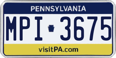 PA license plate MPI3675