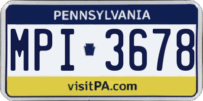 PA license plate MPI3678