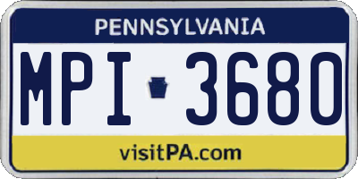 PA license plate MPI3680