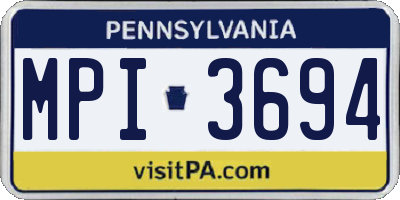PA license plate MPI3694
