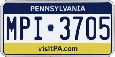 PA license plate MPI3705