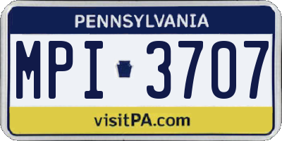 PA license plate MPI3707