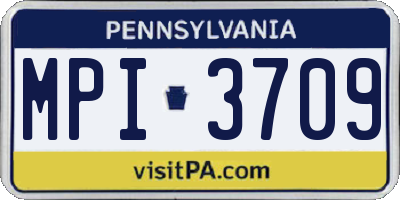 PA license plate MPI3709