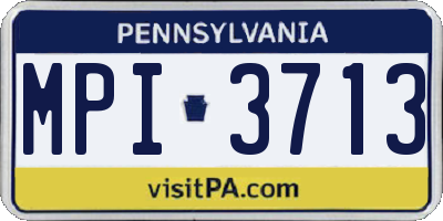 PA license plate MPI3713