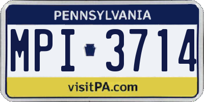 PA license plate MPI3714