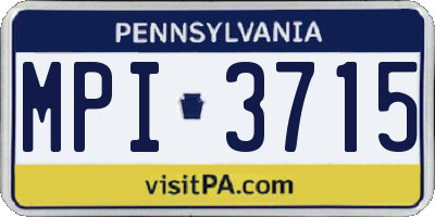 PA license plate MPI3715