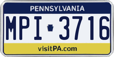 PA license plate MPI3716