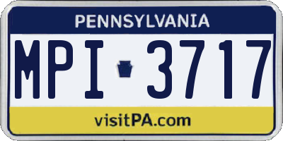 PA license plate MPI3717