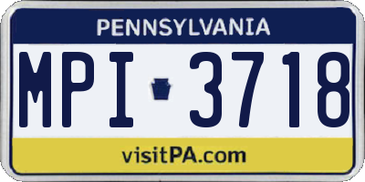PA license plate MPI3718