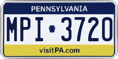 PA license plate MPI3720