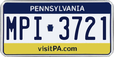 PA license plate MPI3721