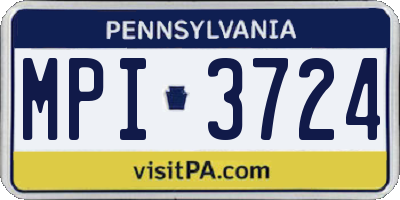 PA license plate MPI3724