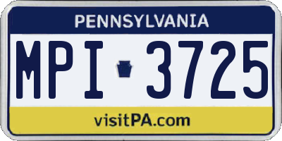 PA license plate MPI3725