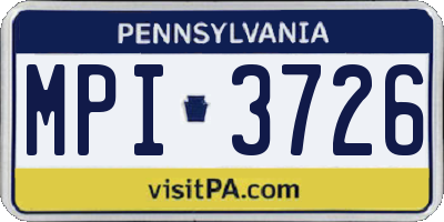 PA license plate MPI3726