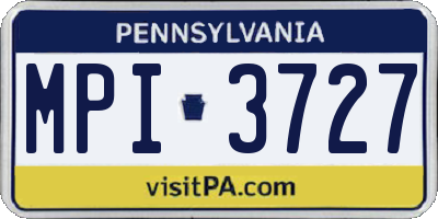 PA license plate MPI3727