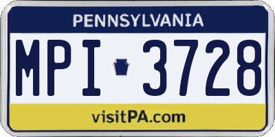 PA license plate MPI3728