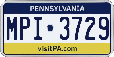 PA license plate MPI3729