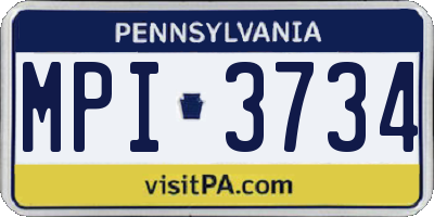 PA license plate MPI3734