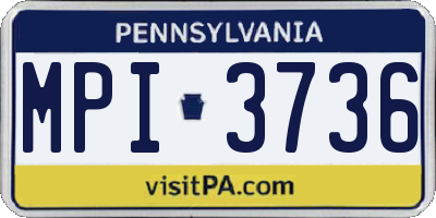 PA license plate MPI3736