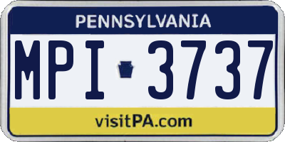 PA license plate MPI3737