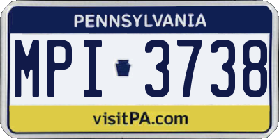 PA license plate MPI3738