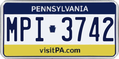 PA license plate MPI3742