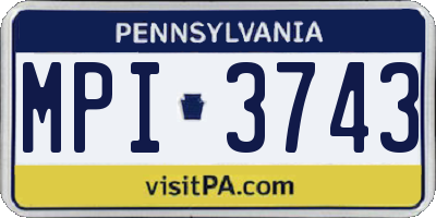 PA license plate MPI3743