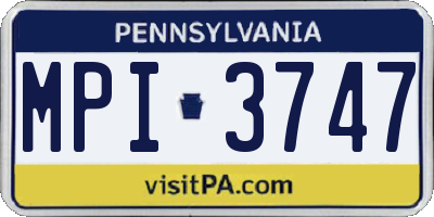 PA license plate MPI3747