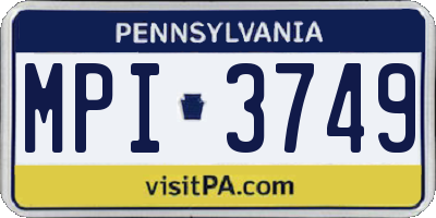 PA license plate MPI3749